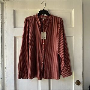 Knox Rose Long Sleeve Orange Button Down Blouse